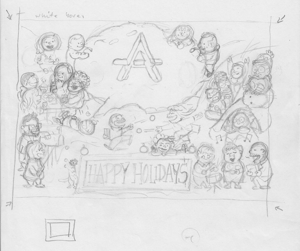 Second pass at pencils, figuring out where all the staff would go.